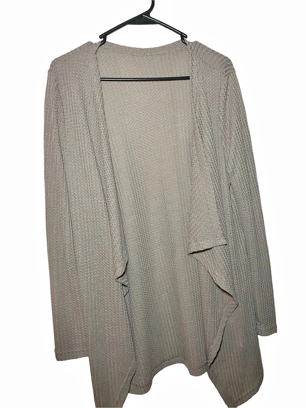 SHEIN Waffle Knit Open Front Draped Cardigan Gray XL